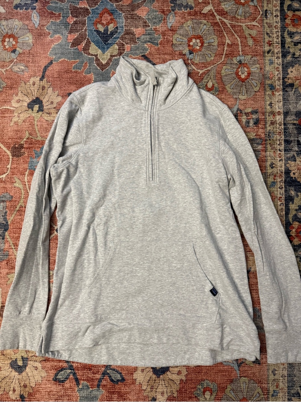 Women’s LL Bean Light Gray Quarter-Zip Pullover Shirt